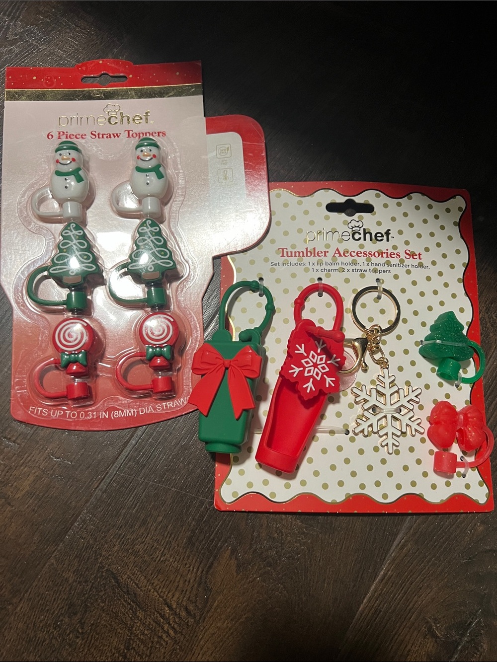 primechef Holiday Tumbler & Straw Accessories - Red & Green